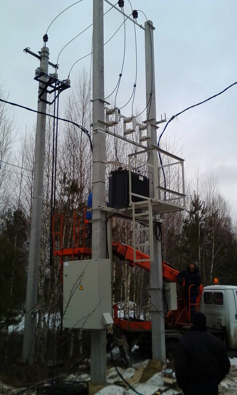 Реконструкция силового опорного трансформатора 6/0,4 кВ. Московская обл.